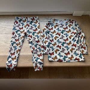 Posh peanut butterfly two pieces long sleeves bamboo viscose pajamas set 3T- 4T